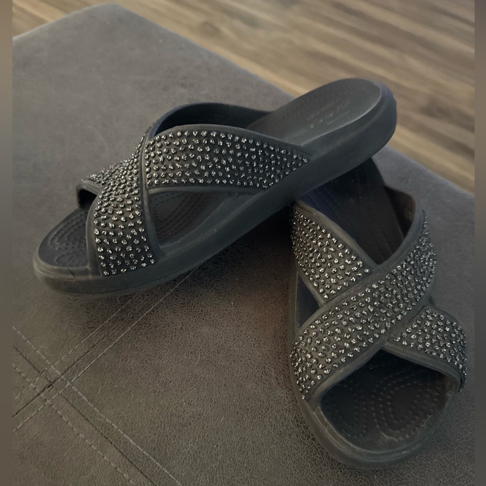 CROCS Black Studded Sandals